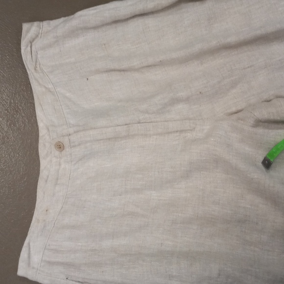 **VINTAGE**CRISTIAN TRAPANI OATMEAL COLORED 100% LINEN CAPRIS WITH POCKETS - Picture 10 of 16